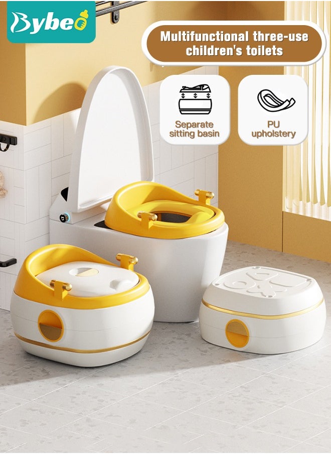Bybeo 3 in 1 Kids Potty Training Seat with Anti-Slip Step Stool, Baby Toddler Luxcious Toilet Seats for Boys and Girls Multifunctional Toddler Bathroom Essential Easy to Clean and Use  - Image 1