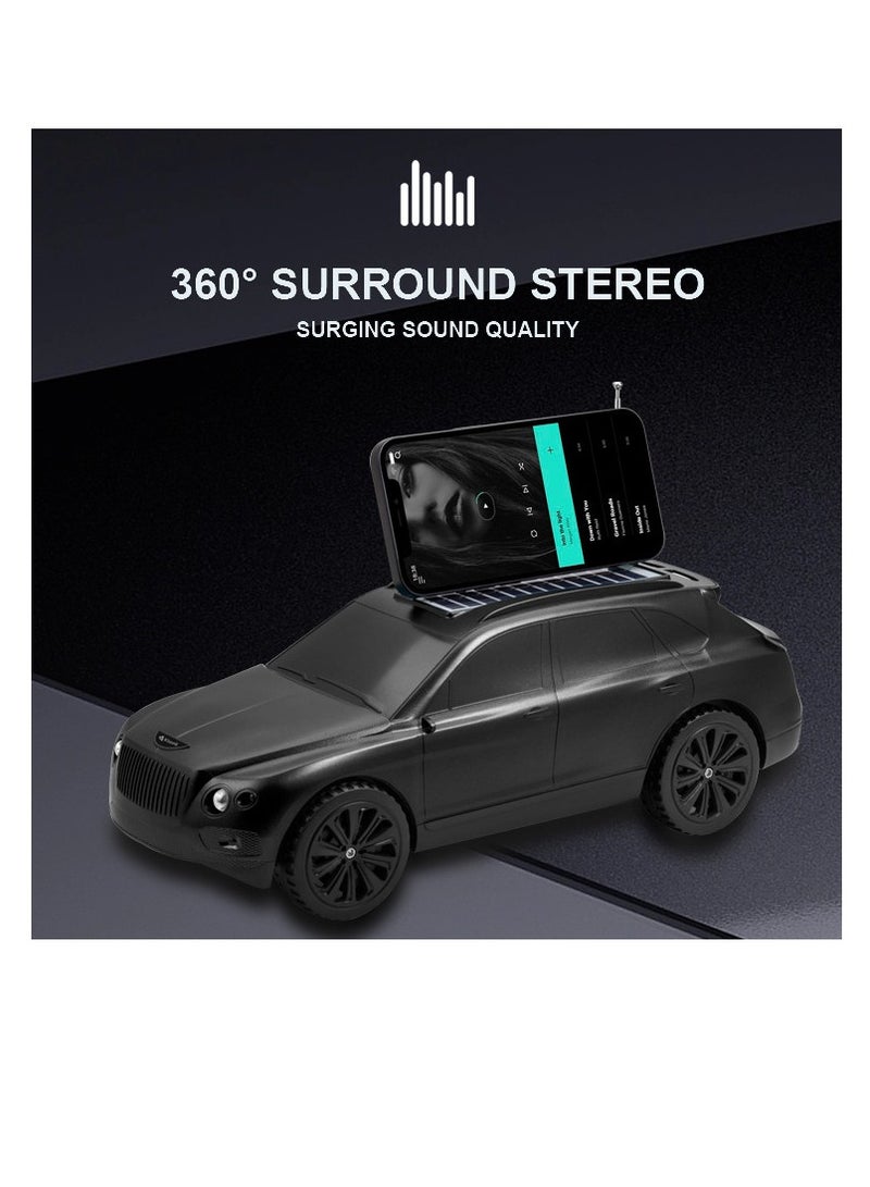 كيسونلي مكبر صوت بلوتوث محمول من كيسونلي بي 1 مصمم على شكل سيارة مع ضوء فلاش ويدعم الشحن بالطاقة الشمسية - أسود - Image 3