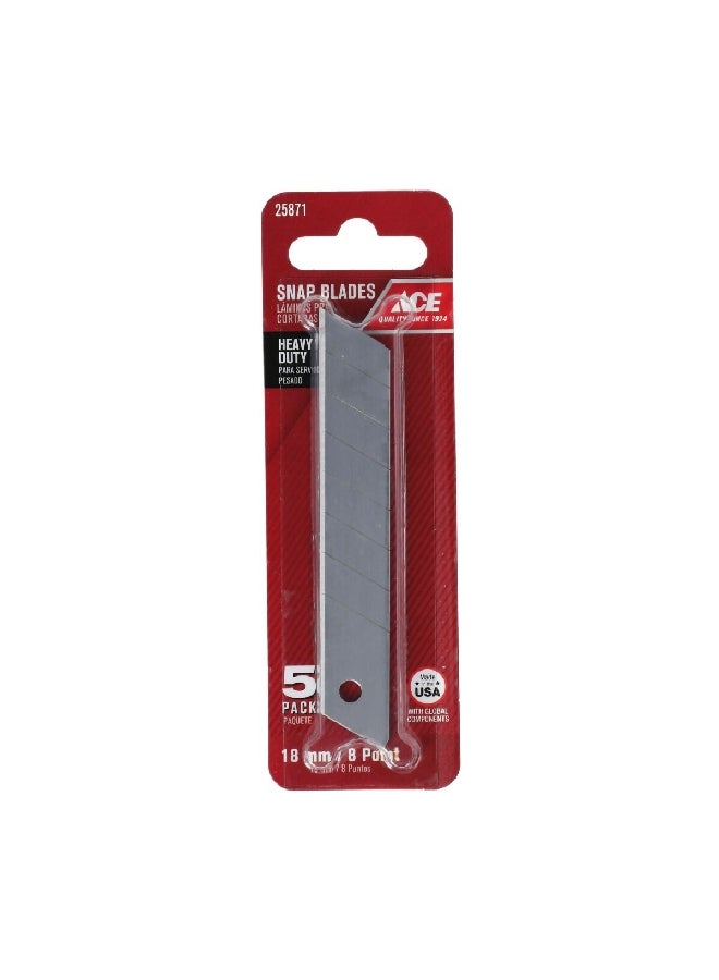 ACE 5-Piece Heavy Duty Snap Blade Silver 0.6 x 14.8 x 4.8 cm 25871 