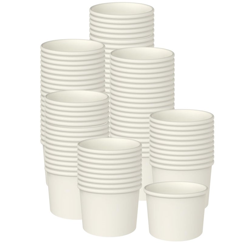 Axe Sickle 100 Pcs 4 Ounce Paper Ice Cream Cups Disposable Dessert Bowls for Hot or Cold Food, Sundae, Frozen Yogurt, Soup, White - Image 1