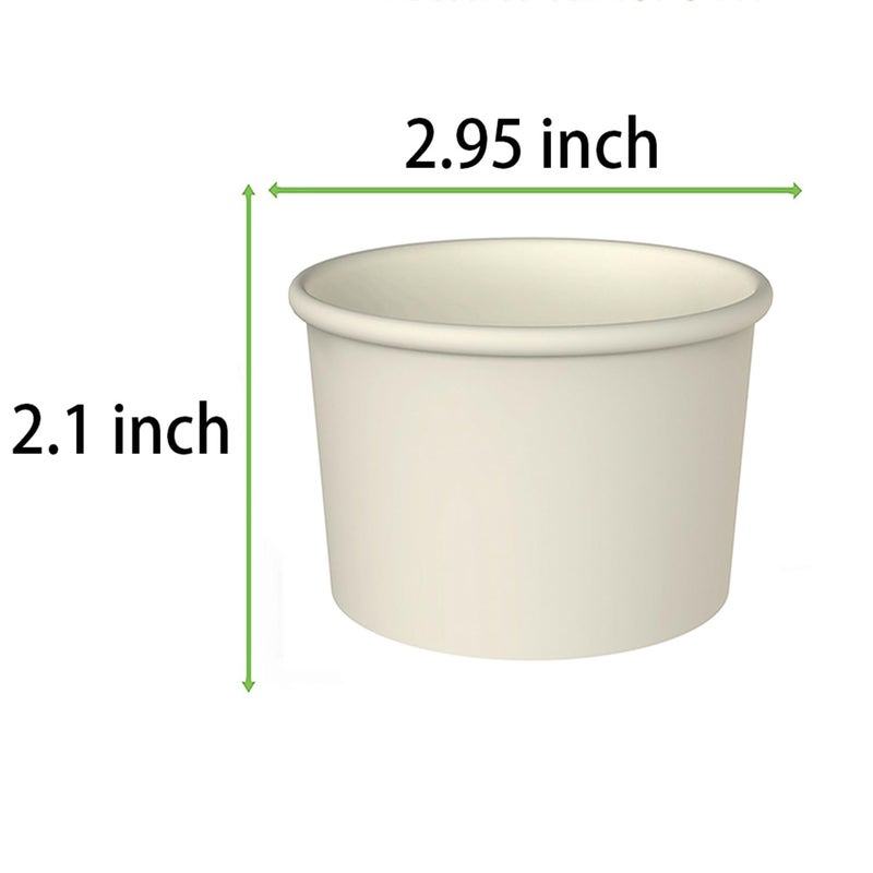 Axe Sickle 100 Pcs 4 Ounce Paper Ice Cream Cups Disposable Dessert Bowls for Hot or Cold Food, Sundae, Frozen Yogurt, Soup, White - Image 3