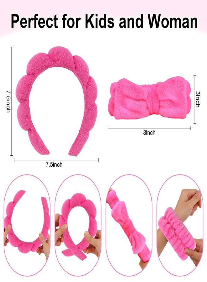 CAVETEE 6 Pack Spa Headband Set - Makeup Headbands with Bows, Face Washing Wristbands for Women and Girls - Image 2