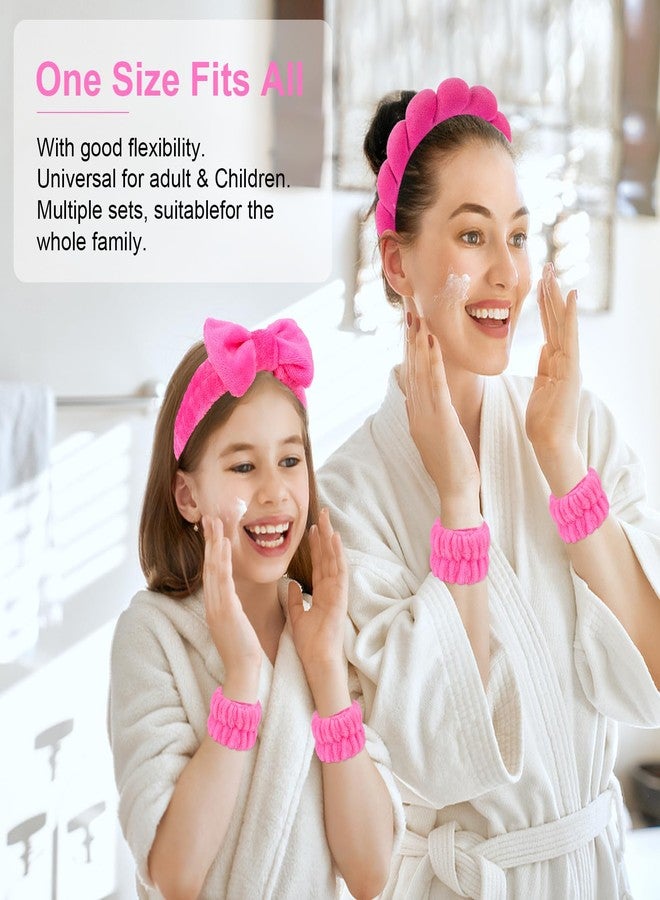 CAVETEE 6 Pack Spa Headband Set - Makeup Headbands with Bows, Face Washing Wristbands for Women and Girls - Image 5