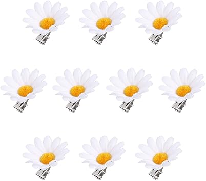 Lurrose 10pcs Daisy Hair Clips Cute Small Flower Hair Barrettes Braid Accessory Hair Pins for Ladies Girls - Image 1