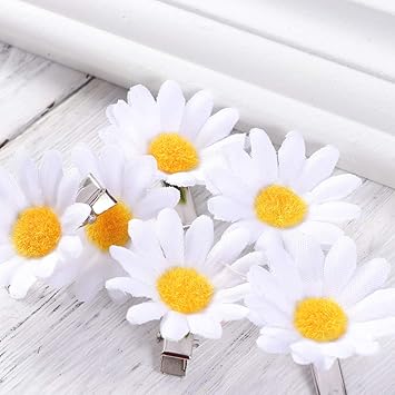Lurrose 10pcs Daisy Hair Clips Cute Small Flower Hair Barrettes Braid Accessory Hair Pins for Ladies Girls - Image 4