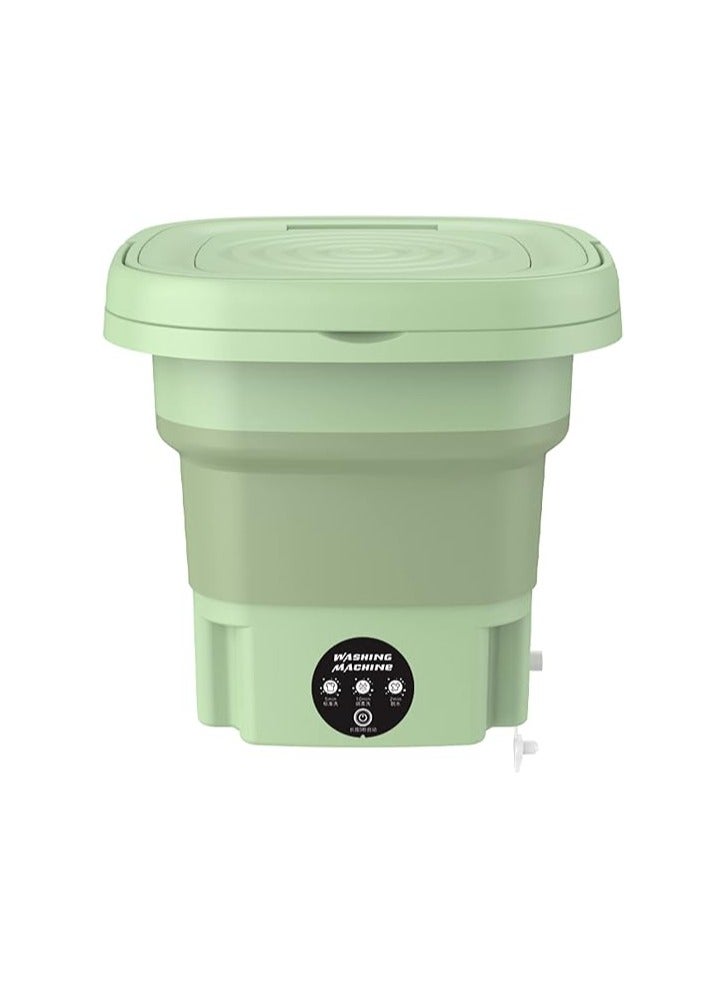 غسالة صغيرة قابلة للطي أوتوماتيكية للملابس – غسالة محمولة وخفيفة الوزن لغسل الملابس الداخلية والقطع الصغيرة للسفر والتخييم والشقق (لون أخضر) - Image 1