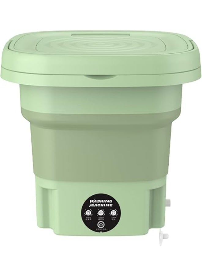 غسالة صغيرة قابلة للطي أوتوماتيكية للملابس – غسالة محمولة وخفيفة الوزن لغسل الملابس الداخلية والقطع الصغيرة للسفر والتخييم والشقق (لون أخضر) - Image 2