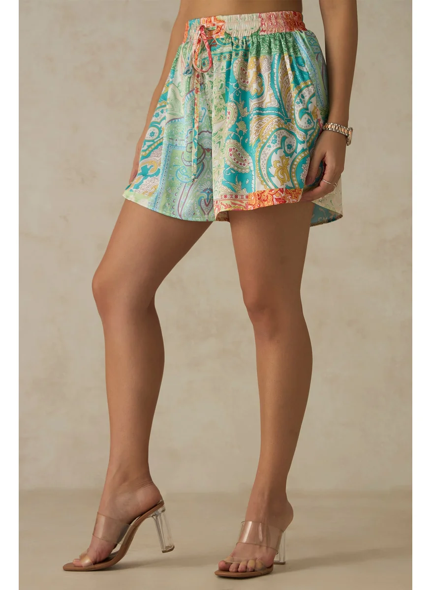فيرجيو Virgio Palmira Shorts Rescued Polyester Abstract Print Shorts