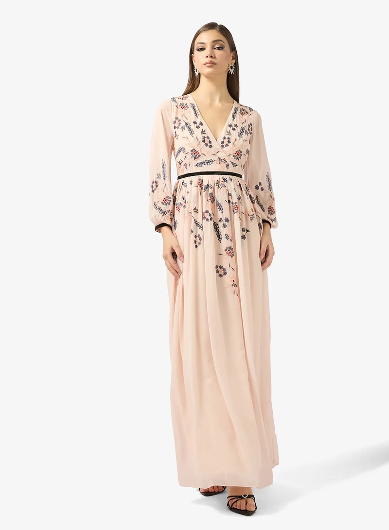 Frock and Frill V-Neck balloon sleeve dress