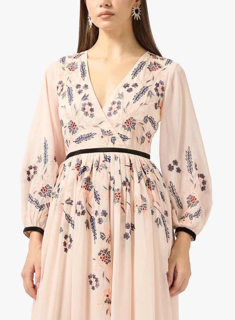 Frock And Frill  V-Neck balloon sleeve dress for Women | Best Price UAE