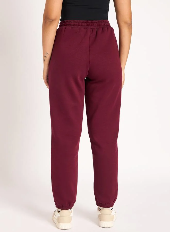 Femmella  Women Burgundy Fleece Joggers for Women | Best Price UAE