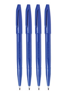 Pentel 4-Piece Fibre Tip Sign Pen Blue Ink  - Image 1