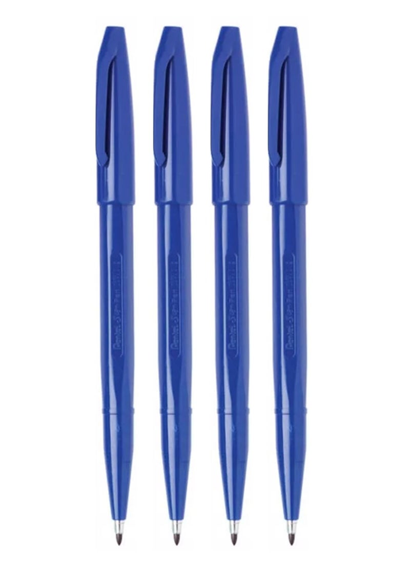 Pentel 4-Piece Fibre Tip Sign Pen Blue Ink  - Image 1