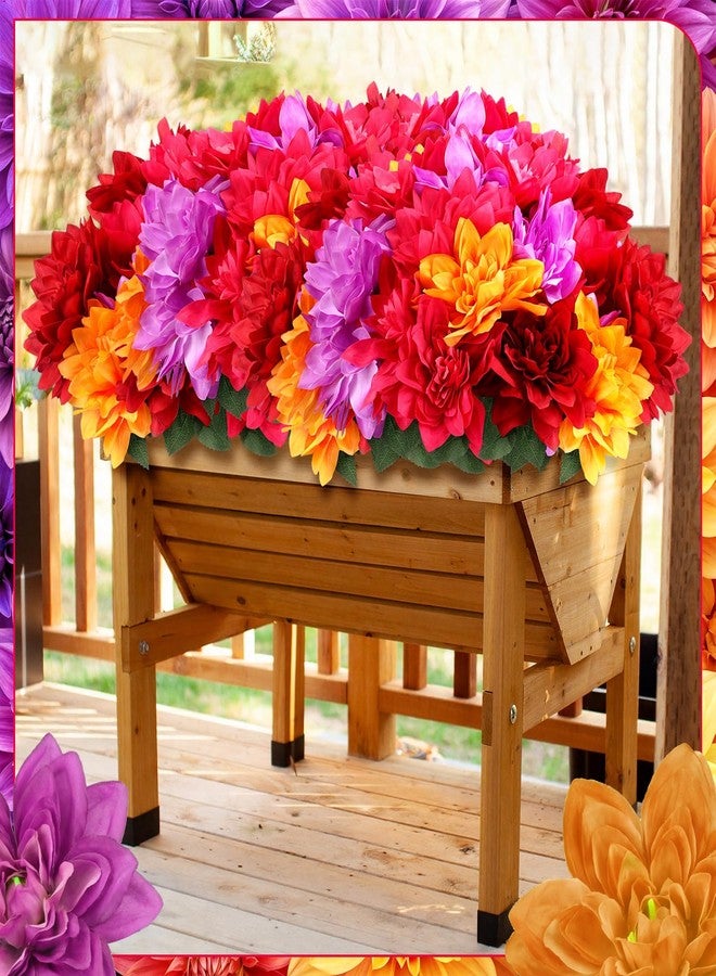 Maysing 6pcs Spring Flora Dahlia Artificial Flowers for Outside 42 Heads Silk Dahlias Outdoor Indoor Decorations for DIY Bouquets Centerpiece Garden Window Box, Mixed color(Red, Rose Red, Purple, Orange) - Image 5