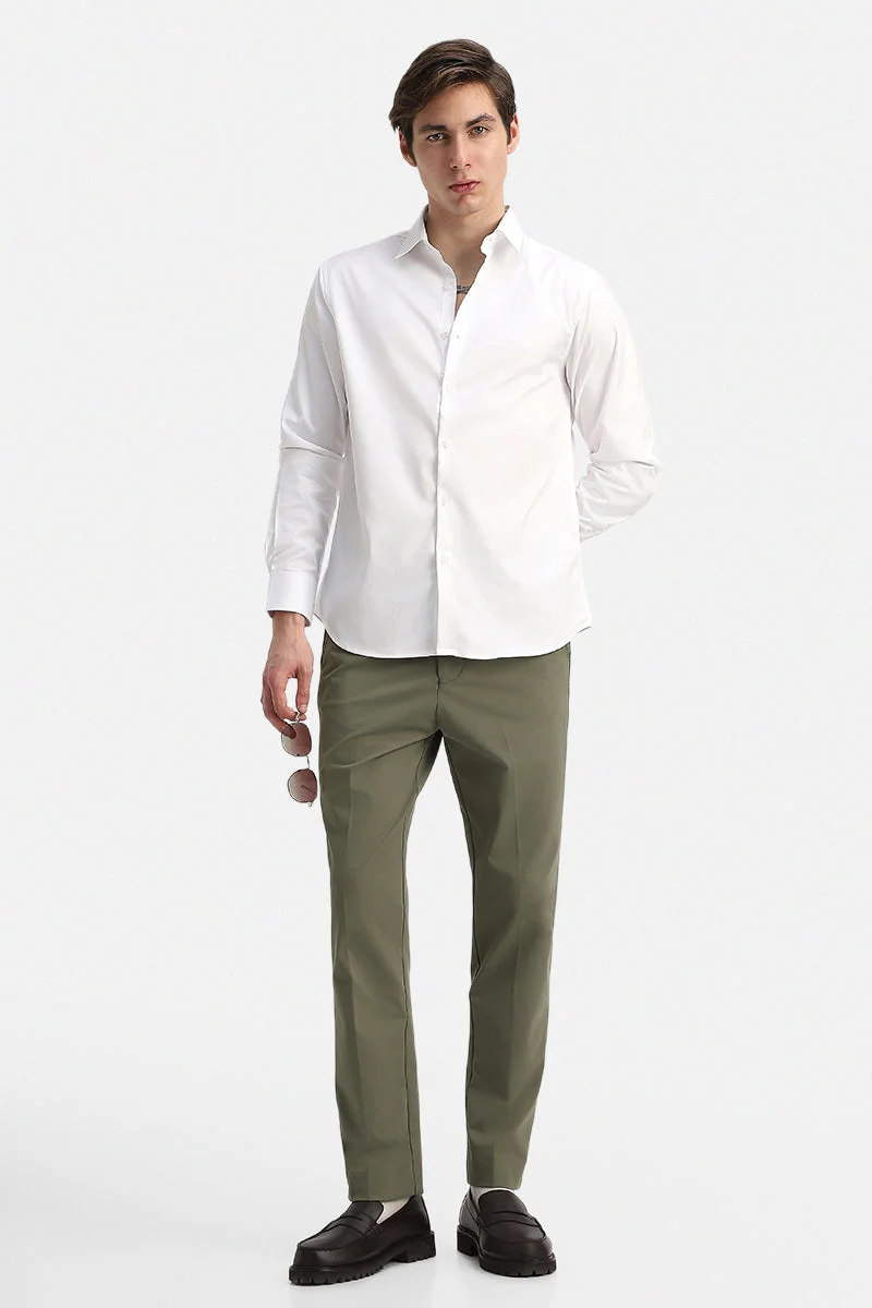 سنيتش Olive Solid Regular Fit Casual Trousers