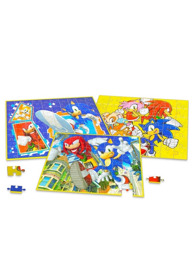 Sonic The Hedgehog Puzzle for Kids Set - Bundle with 3 Sonic Jigsaw Puzzles, Stickers, More | 1: 48 Pc and 2: 100 Pc Sonic Puzzles for Kids - Image 2