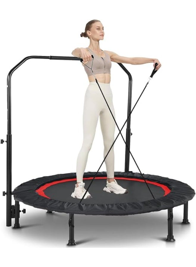 Midwest Foldable Fitness Trampoline with Adjustable Safety Handrail & Resistance Bands | Indoor Rebounder Exercise Trampoline for Adults | Full Body Cardio, Strength & Home Workout Equipment - Image 1
