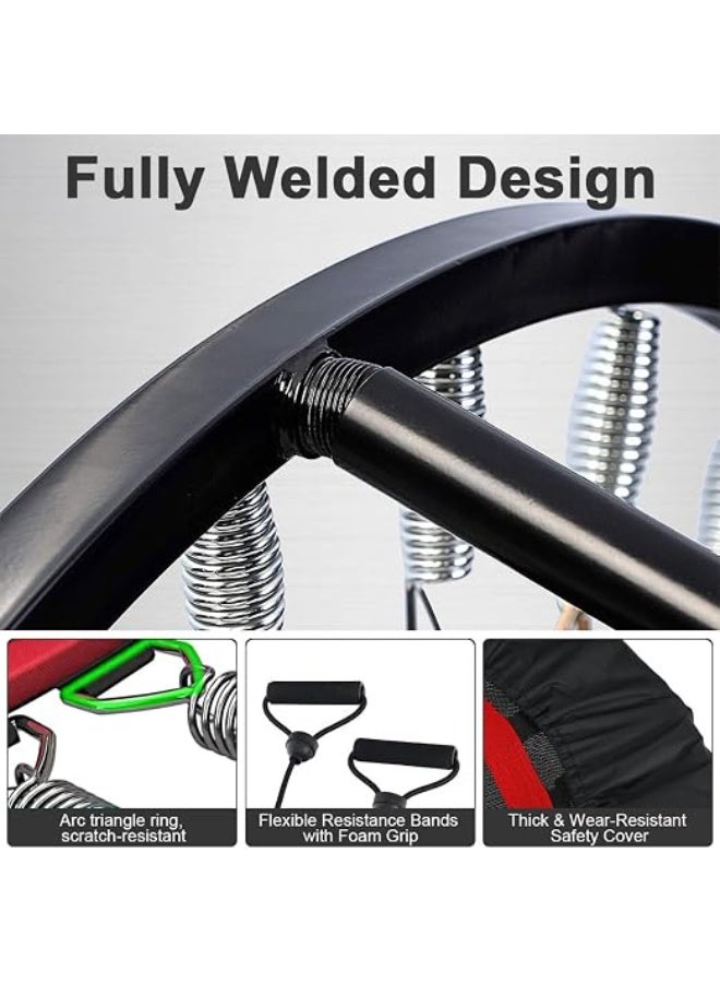 Midwest Foldable Fitness Trampoline with Adjustable Safety Handrail & Resistance Bands | Indoor Rebounder Exercise Trampoline for Adults | Full Body Cardio, Strength & Home Workout Equipment - Image 4