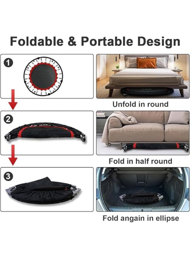 Midwest Foldable Fitness Trampoline with Adjustable Safety Handrail & Resistance Bands | Indoor Rebounder Exercise Trampoline for Adults | Full Body Cardio, Strength & Home Workout Equipment - Image 5