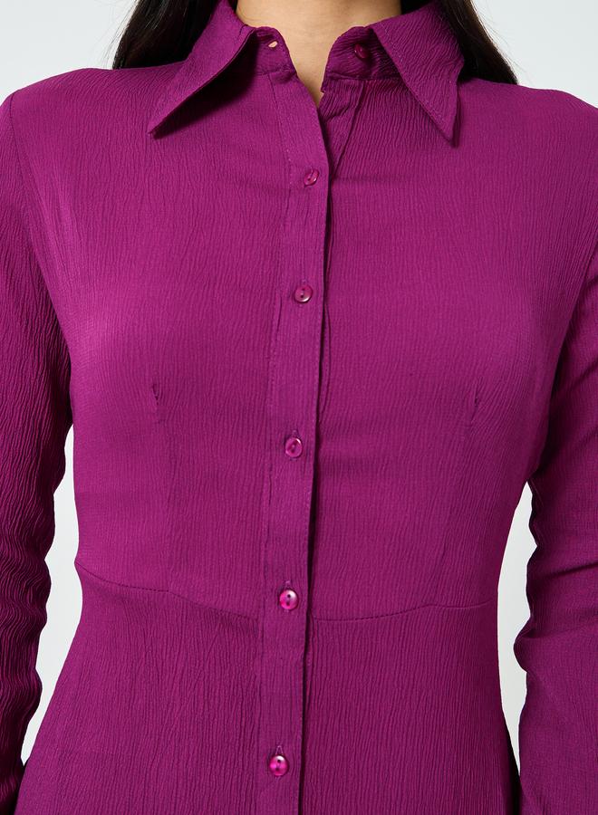 Styli Purple Buttoned Ruffled Tiered Hem Maxi Dress - Image 4