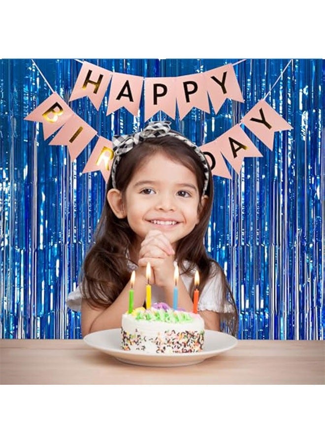 حزمة 2 ديكورات الحزب الأزرق إمدادات ديكور الحزب المحيط الحزب الأزرق تدفقات ديكورات عيد الميلاد Tinsel ورق ستائر حافة كشك الصور أدوات الاحتفال ديكورات الحزب - Image 2