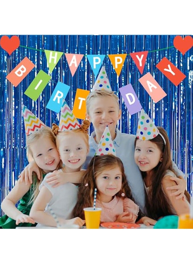 حزمة 2 ديكورات الحزب الأزرق إمدادات ديكور الحزب المحيط الحزب الأزرق تدفقات ديكورات عيد الميلاد Tinsel ورق ستائر حافة كشك الصور أدوات الاحتفال ديكورات الحزب - Image 5