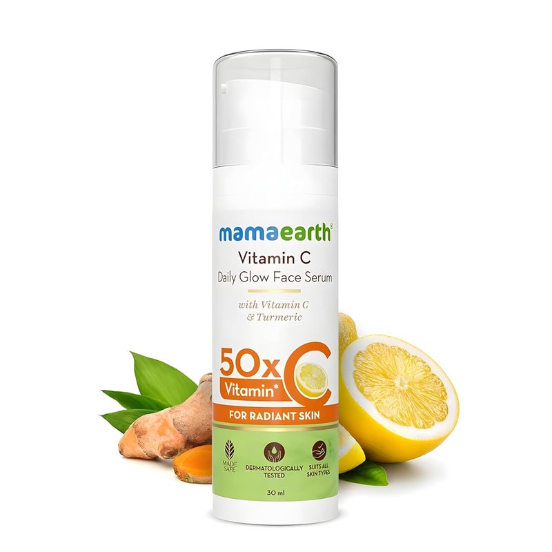 Mamaearth Mamaearth Vitamin C Daily Glow Face Serum for Men Women Vitamin C Serum for Glowing Skin Oily Skin Dark Spots With 50x Vitamin C 30ml  - Image 1