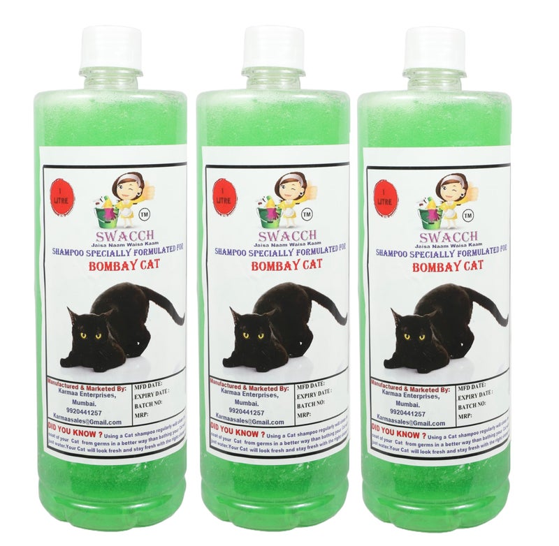 Swacch Shampoo Specially Formulated for Bombay Cat (1 Litre) (Pack of 3) Neem Alovera - Image 2