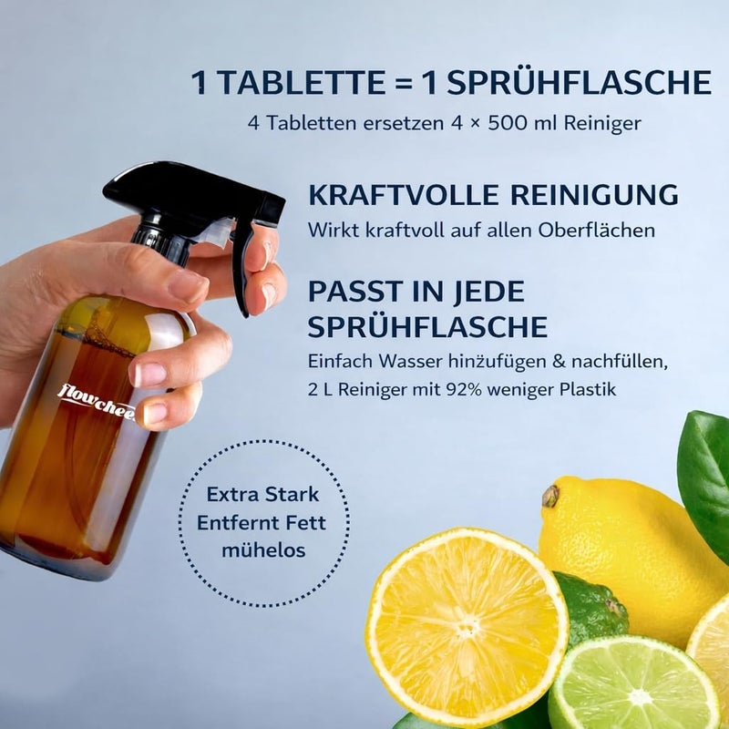 Flowcheer All Purpose Cleaner Concentrate Refills, Multi Surface Clean Refill,No Toxic Cleaning Tablets(12Pack)-Makes 192 fl oz(12x16Fl oz)Bottles of Spray Cleaner for Household&Kitchen Cleaning-Lemon - Image 2