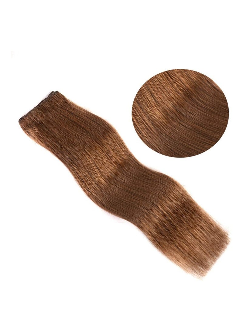 Estelle Clip in Hair Extensions Remy Human Hair for Women Silky Straight Long Human Hair Clip on Extensions 100 grams 4 pieces Light Brown - Image 5