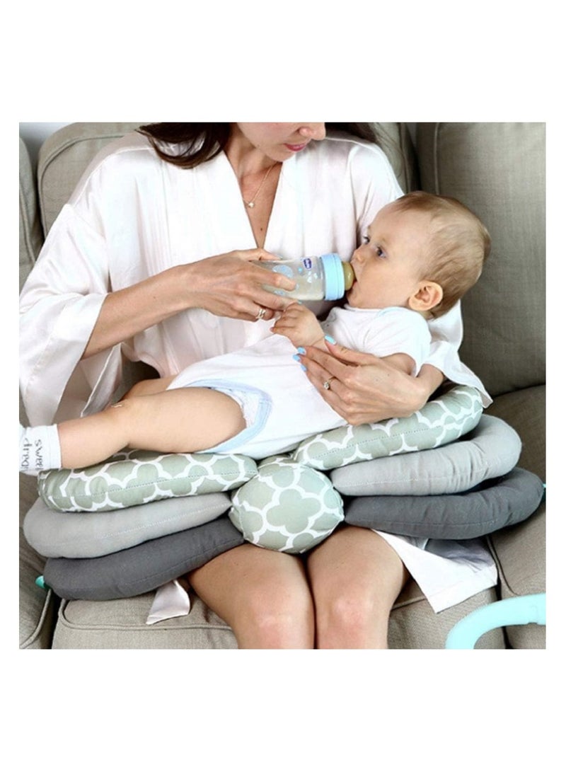 Soft cotton newborn nursing pillow for mother, adjustable height, with fixing strap
