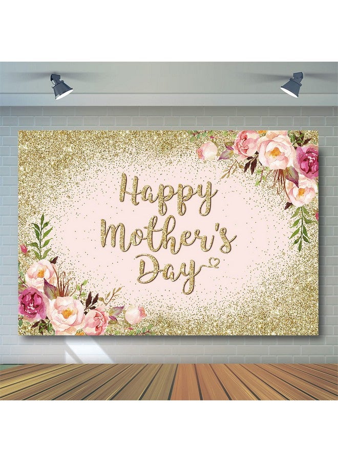 Avezano Glitter Gold Happy Mother'S Day Backdrop For Thanks Mother Party Photoshoot Photography Background Blush Pink Golden Glitters Dots Floral Mom'S Day Party Decorations Backdrops (7X5Ft)  - Image 5