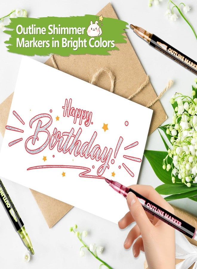 PTAZSCTC Outline Shimmer Markers,12 Colors Glitter Markers Outline Glitter Pens,Gel Pens for Coloring,Metallic Marker Pen for Gifts Birthday, Trendy Stuff for Art Supplies,Painting - Image 4