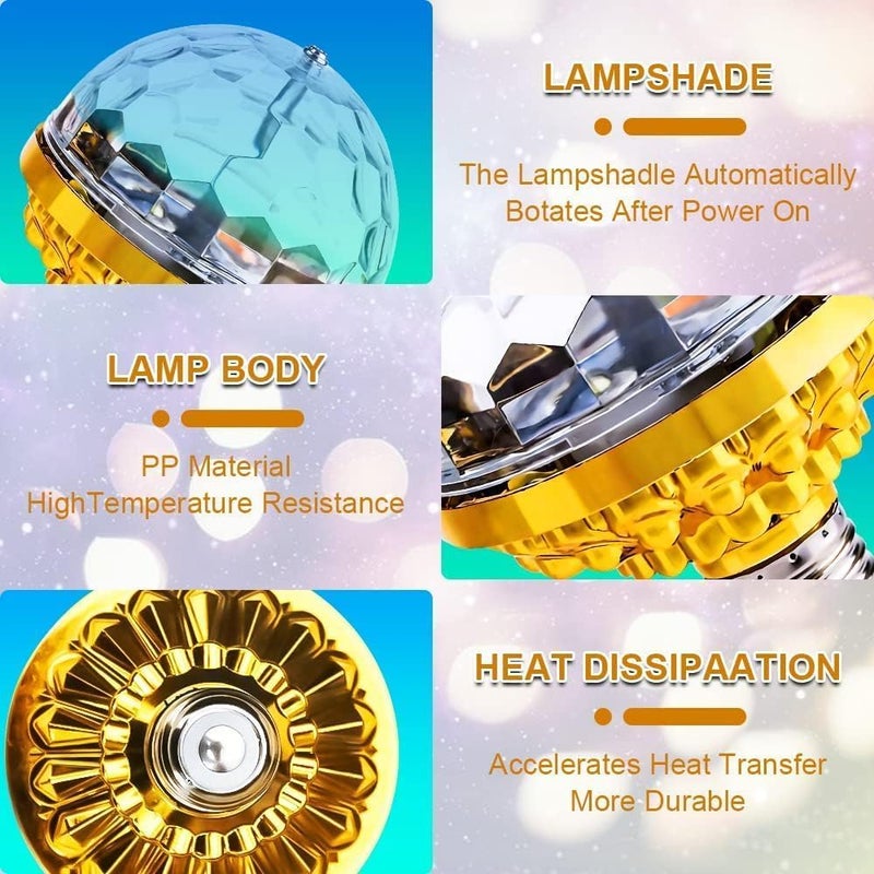 Rotating Magic Ball Light with Lamp Holder Set Retro Disco Lights Colorful Disco Rotating Magic Ball Light Bulb with Sockets Magic Ball RGB LED Stage Light