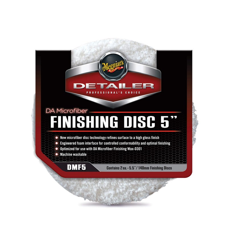 Meguiar's DA Microfiber Finishing Disc DMF5-5" Microfiber Finishing Disc for Waxing with a Variable Dual Action Polisher, Use with DA Microfiber Finishing Wax to Remove Defects and Add Wax, 2 Pack - Image 1