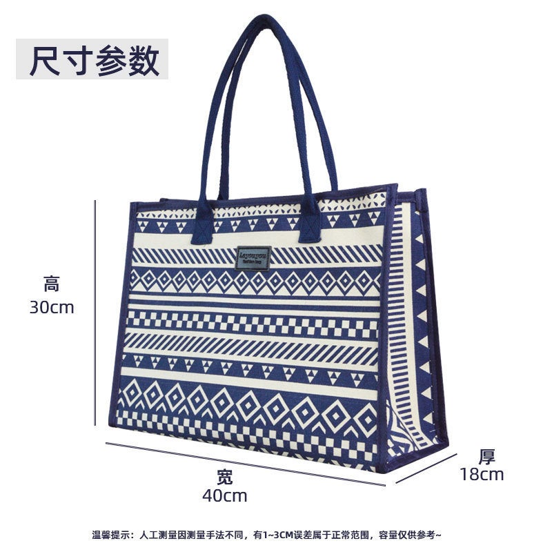 Retro Personalized High-Quality Canvas Tote Bag For Women Large-Capacity Handbag For Work Commuting Travel Shoulder Bag - Image 3