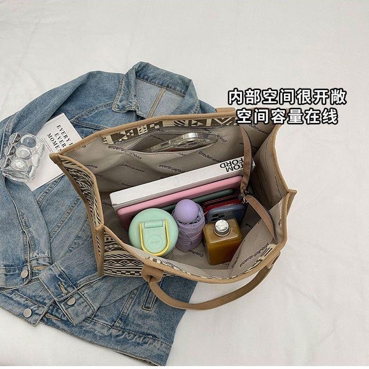 Retro Personalized High-Quality Canvas Tote Bag For Women Large-Capacity Handbag For Work Commuting Travel Shoulder Bag - Image 4