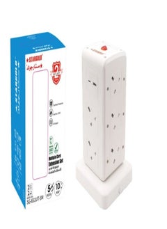 سلك تمديد متعدد 10 اتجاهات من ستار جولد مع سلك شحن USB للحماية من التحميل الزائد، 3250 وات/13 أمبير، كابل طاقة طويل 5 متر، SG-651 UT 5 متر أبيض