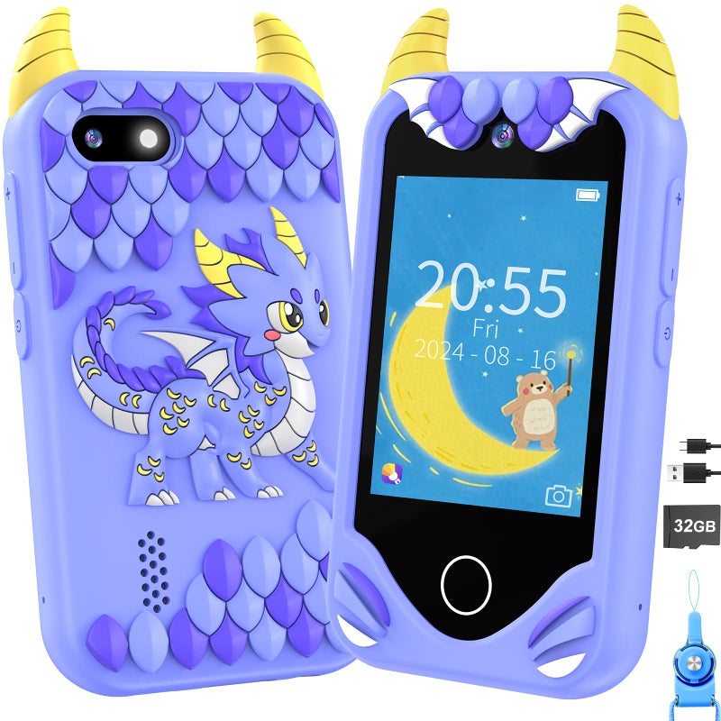 Yosfeng Kids Smart Phone for Boys Gifts Toddler Christmas Birthday Gift for Age 3 4 5 6 Year Old Kids Cell Phone Toy with Touchscreen Dual Cameras Learning Music Player Games with 32 GB Card - Image 2