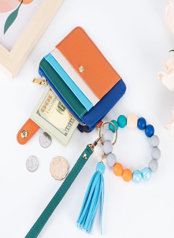 Airkit Keychain Wallet with Bracelet RFID Blocking Wristlet Credit Purse Card Holder, Silicone Bead Tassel Key Ring for Women - Image 3