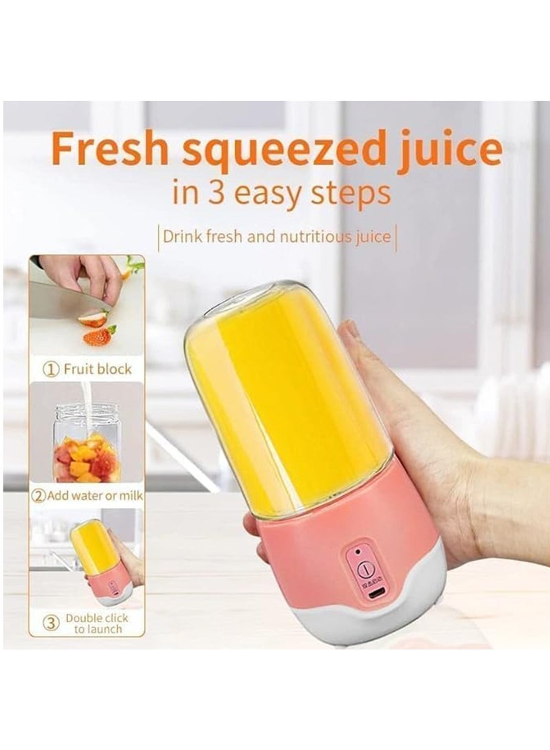 Hihonor Smart Portable Electric USB Juice Maker Juicer Bottle Blender Grinder Mixer USB Rechargeable Mini Juicer Blender for Smoothies and Shakes with 4 Blades USB Rechargeable, Pink - Image 3