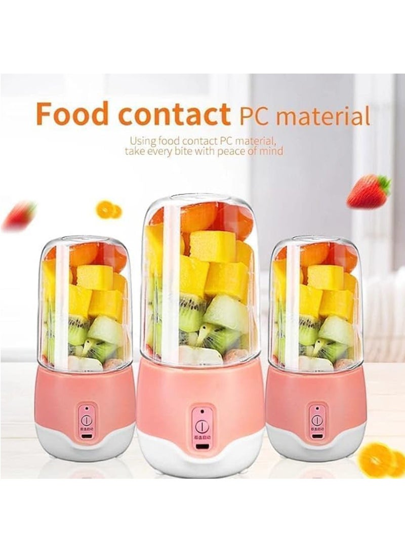 Hihonor Smart Portable Electric USB Juice Maker Juicer Bottle Blender Grinder Mixer USB Rechargeable Mini Juicer Blender for Smoothies and Shakes with 4 Blades USB Rechargeable, Pink - Image 5