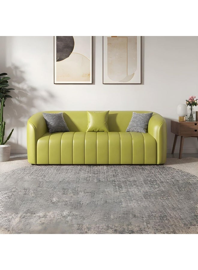 Generic Contemporary Three-Seater Sofa with Tuxedo-Style Design and Sleek Faux Leather Upholstery (Olive Green)  - Image 1