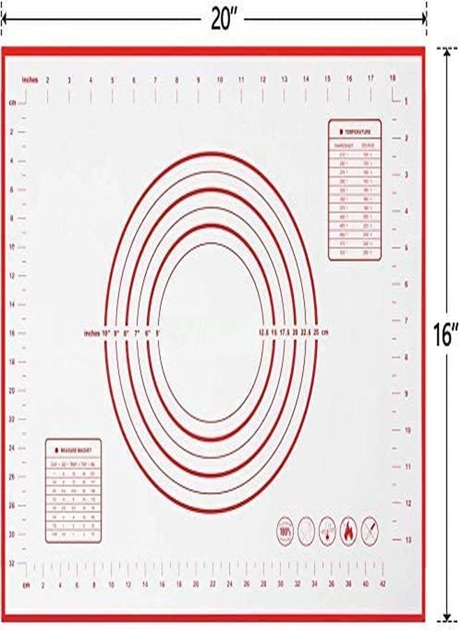 ISHWANKU Silicone Pastry Mat Non Stick Extra Thick Baking Mat with Measurement Fondant Mat, Counter Mat, Dough Rolling Mat, Oven Liner, Pie Crust Mat (16''(W) 20''(L)) - Image 2