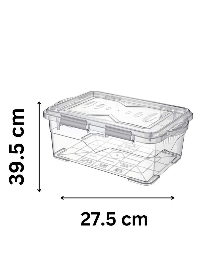 Titiz Reusable container box BPA free food storage container airtight seal lid & clips dishwasher & freezer safe transparent/grey. 7.5 liter  - Image 2