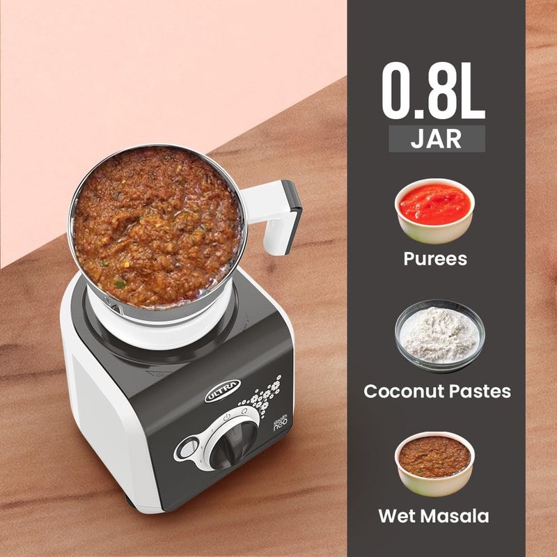 Ultra ULTRA Stealth neo MixerGrinder,750W,AISI304 Food Grade SS Jars &Blades,Serrated Stainless Steel Blades,Lesser noise,ABS Body,3Jars Small (0.5L),Medium (0.8L), Large(1.5L), 5Year Motor Warranty - Image 4