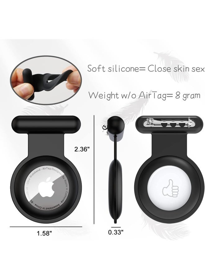 4 Pieces Apple AirTag Holder, Hidden Wearable AirTag Case with Brooch Clip for Clothes, Anti Lost Apple AirTag Holder (Pink、Black、Grey、White) - Image 5