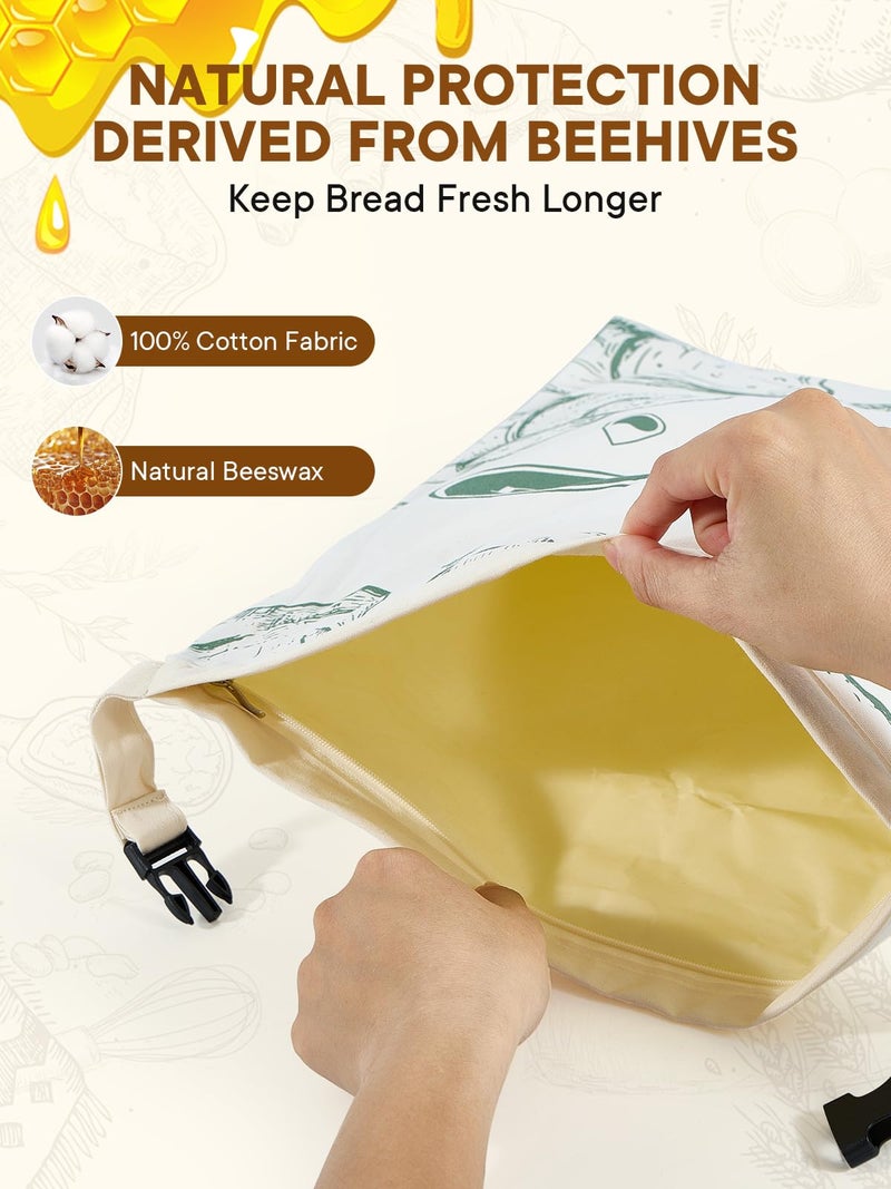 CUIJIALAHA 2 Pack Zippered Beeswax Bread Bags 17×13 Inch Large Cotton Sourdough Bread Bags Reusable Bread Storage Bags for Homemade Bread Freezer Safe for Bagel Croissant & Baguette Kitchen Baking Supplies - Image 3