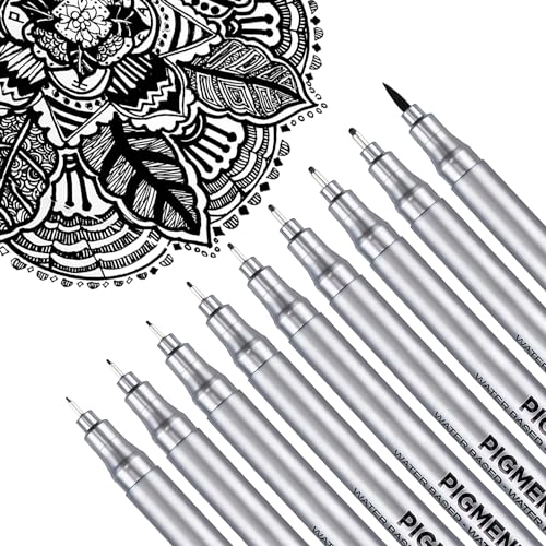 Dyvicl Micro-Pen Fineliner Pens, Black Pigment Liner Multiliner Archival Ink Micro Fine Point Pens for Drawing, Sketching, Journaling, Doodling, 9 Pack - Image 1