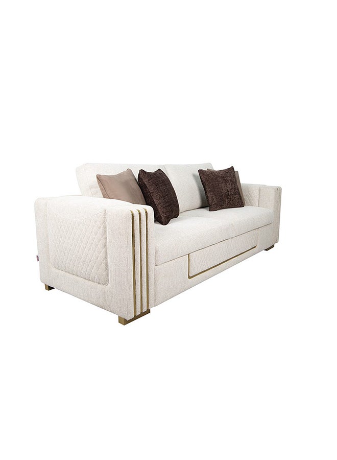 DANUBE HOME Oberon 3 Seater Fabric Sofa Three Seat Sofas Living Room Furniture For Home L230xW95xH80 cm Grey/Brown - Image 2